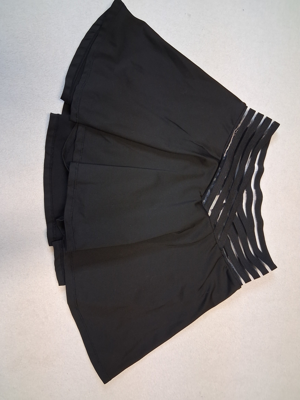 Black Flared Skirt (Skort) with Striped Waistband - Picture 3 of 7